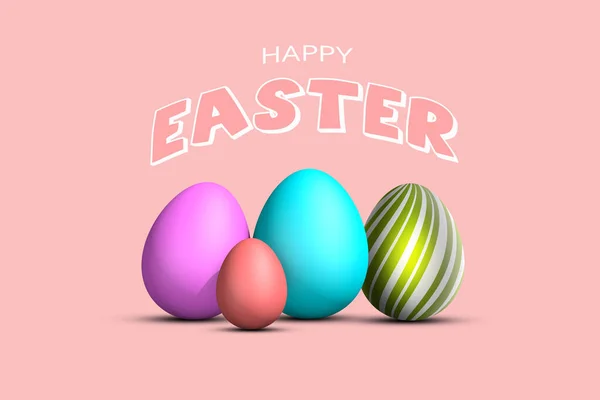 Ilustración Hermosa Tarjeta Pascua Con Huevos Colores Cerca Detalle —  Fotos de Stock