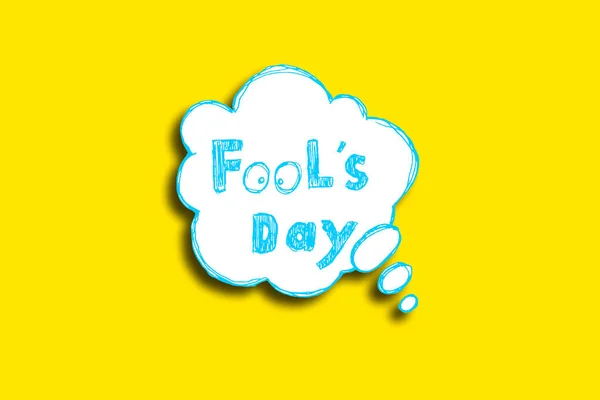 April Fool Day Iscrizione Carta Sfondo Giallo Vicino — Foto Stock