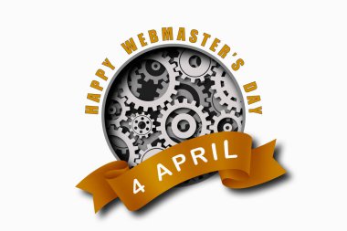 Webmaster Günü. Beyaz arkaplanda 4 Nisan tarihli tatil kartı..