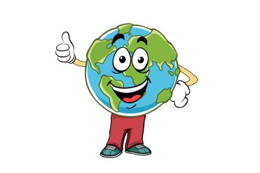 Dünya Günü. Beyaz bir arka planda gülümseyen dünya gezegeni..