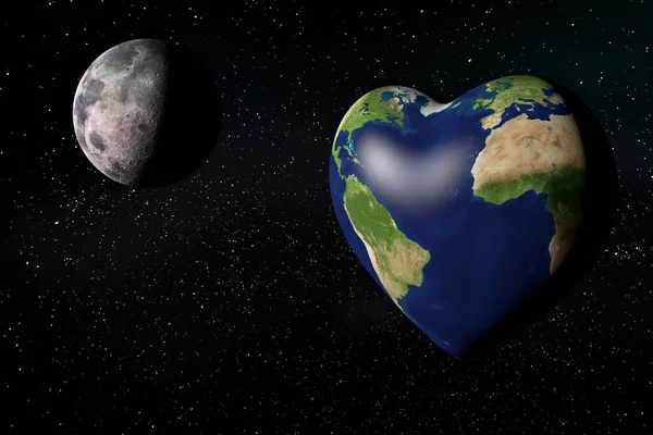 Εικονογράφηση Σχήμα Καρδιάς Στο Διάστημα Λεπτομέρεια Παγκόσμια Ημέρα Της Γης — Φωτογραφία Αρχείου