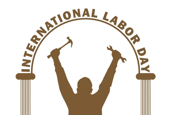 Giornata Internazionale Del Lavoro Silhouette Uomo Che Tiene Gli Strumenti — Foto Stock