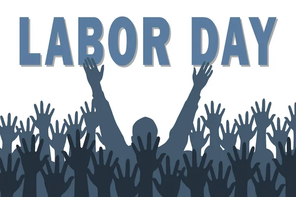 Labor Day Many Hands Raised Close — Stock Photo, Image