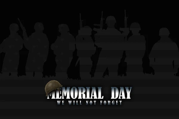 Memorial Day Usa Siluety Vojáků Tmavém Pozadí Zblízka — Stock fotografie