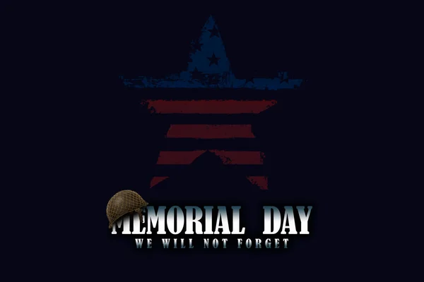 Memorial Day Usa Фестивальний Текст Зіркою Вигляді Американського Прапора Темному — стокове фото