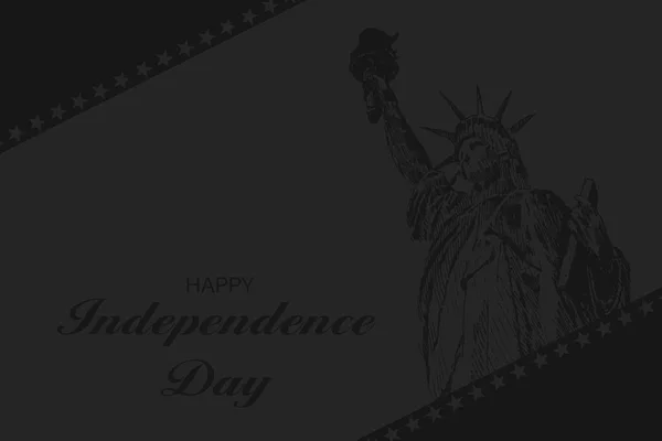 アメリカ独立記念日 グレーのトーンでストロークでイラストを閉じます 自由の女神 — ストック写真