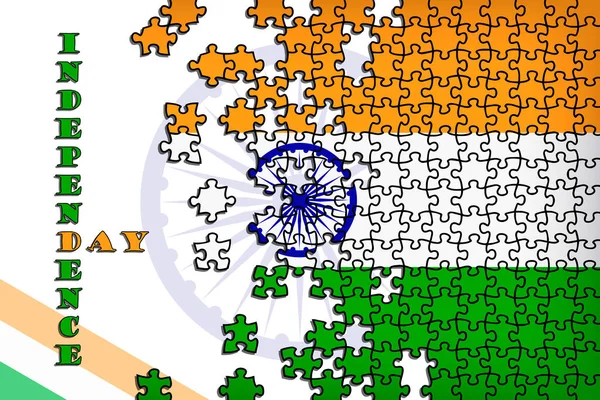 Vlag Van India Vorm Van Puzzels Detail Onafhankelijkheidsdag Van India — Stockfoto