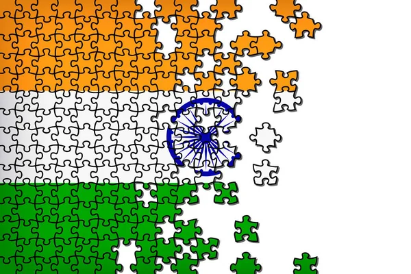 Vlag Van India Vorm Van Puzzels Detail Onafhankelijkheidsdag Van India — Stockfoto