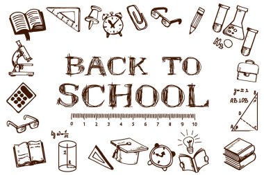 First day of school banner close up, postcard, poster, announcement, education, invitation. Back to school.
