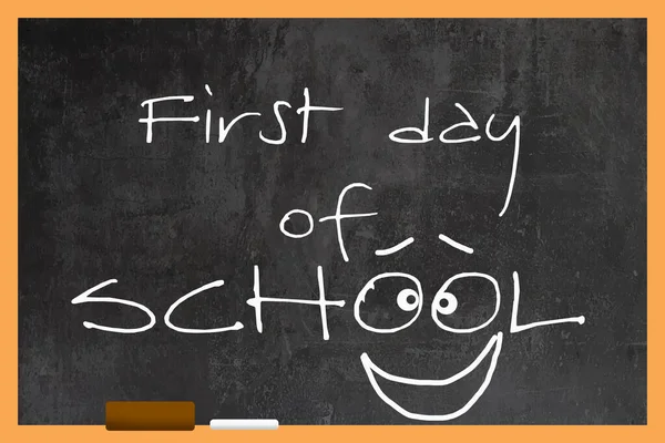 First Day School Text Blackboard Close — Stockfoto