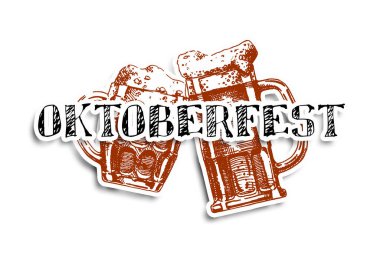 Oktoberfest. Glasses with beer on a white background close up.