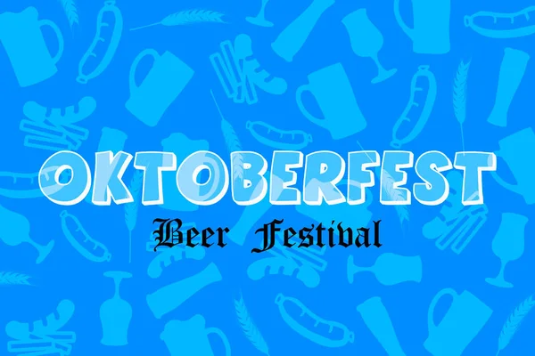 Oktoberfest Beer Festival Blue Background Oktoberfest Symbols Close — Zdjęcie stockowe