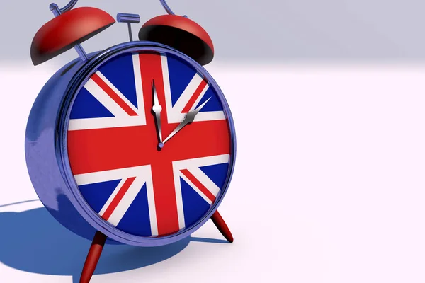 Alarm Clock Dial Form Flag Great Britain Close Background National — Fotografia de Stock