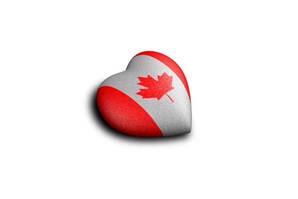 Kanada Bayrağının Renklerine Boyanmış Bir Kalp Çizim Beyaz Arka Planda — Stok fotoğraf