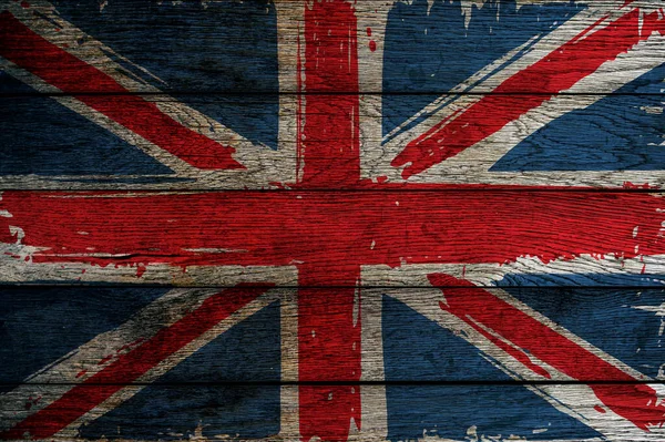 Bandera Gran Bretaña Está Pintada Con Pincel Las Tablas Cerca —  Fotos de Stock