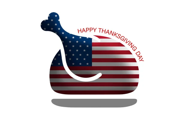 Thanksgiving Usa Silhouette Une Dinde Aux Couleurs Drapeau National Amérique — Photo