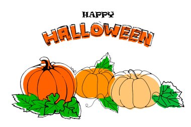 Cadılar Bayramı. Beyaz arka planda güzel balkabakları yakın plan.