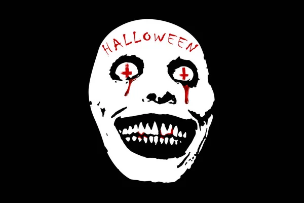 Halloween Przerażająca Twarz Czarnym Tle Zbliżenie — Zdjęcie stockowe