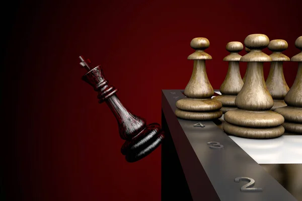 Σκακιστικά Κομμάτια Εικονογράφηση Πιόνια Πετάχτηκαν Από Σκακιέρα Του Βασιλιά — Φωτογραφία Αρχείου