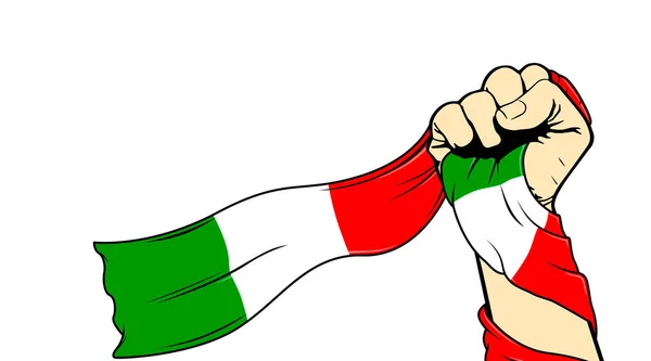 Hand Holds Flag Italy White Background Close — Stock Photo, Image