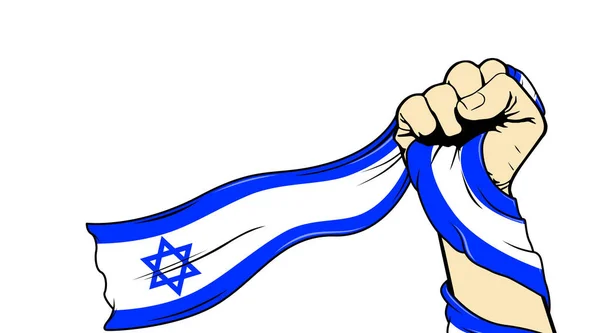 Mão Segura Bandeira Israel Fundo Branco Perto — Fotografia de Stock