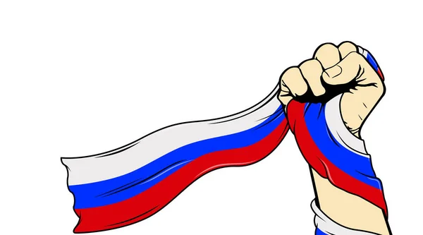 Рука Держит Флаг России Белом Фоне Вблизи — стоковое фото