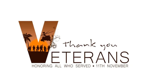 Dia Dos Veteranos Texto Criativo Fundo Branco Fechar Obrigado Veteranos — Fotografia de Stock