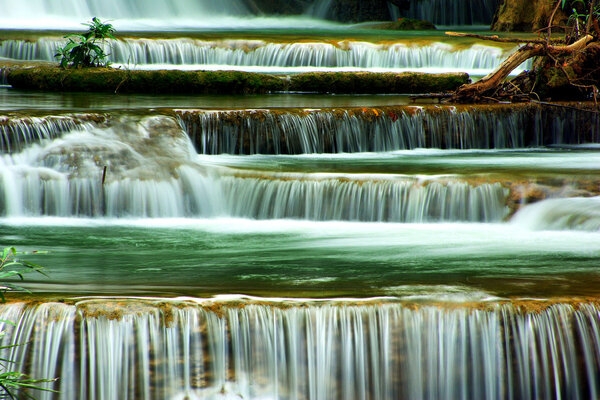 Close-up Huay mae Ka Min waterfall in kanchanaburi, Thailand