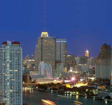 twilight, Tayland Bangkok cityscape modern binasında