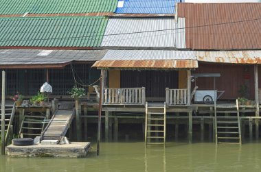 Tay tarzı evler yüzen Pazar, samut songkhram, Tayland