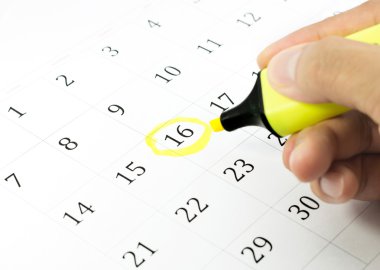 Sarı bir daire. 16 takvime işaretle.