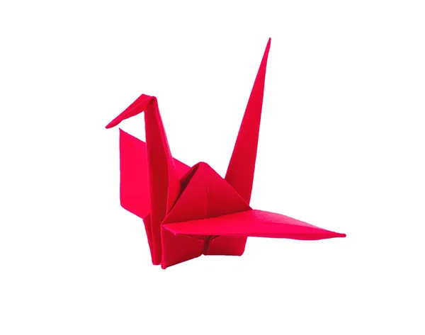 Origami czerwony ptak papieru na białym tle — Zdjęcie stockowe