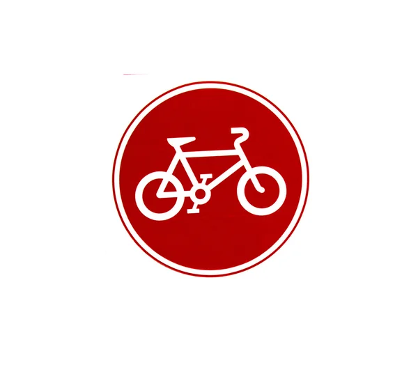 Signo de bicicleta con color rojo sobre fondo blanco — Foto de Stock