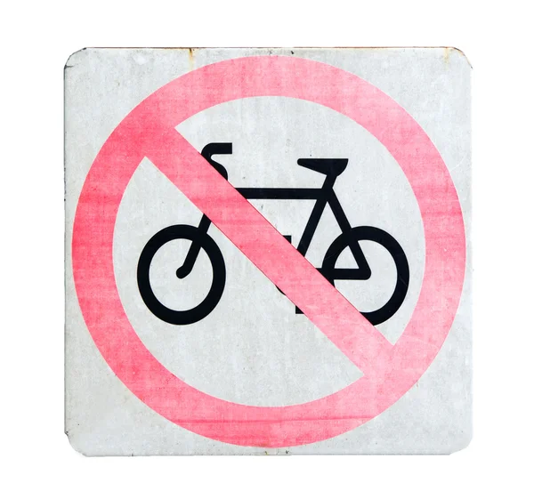 No hay signo de ciclismo con color rosa sobre fondo blanco —  Fotos de Stock