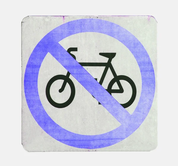 Нет велосипедного знака с голубым цветом на белом фоне — стоковое фото