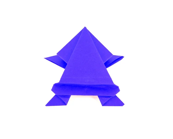 Origami-Frosch mit blauer Farbe — Stockfoto