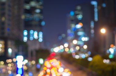 Bangkok cityscape, alacakaranlık zamanı, bulanık fotoğraf bokeh