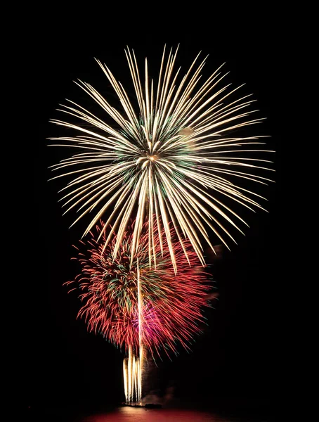 Big Fireworks from the boat on the sea — Stock Photo, Image