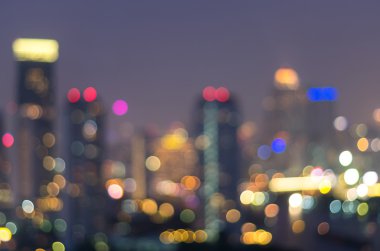 Bangkok cityscape, alacakaranlık zamanı, bulanık fotoğraf bokeh