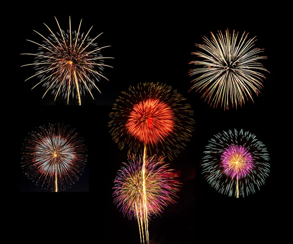 Summary of big Beautiful  Fireworks for celebration — Stock Photo, Image