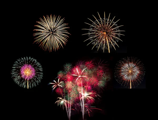 Summary of big Beautiful  Fireworks for celebration — Stock Photo, Image