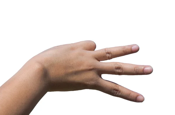 Hands forming V character for love on white background, isolate — Stock Photo, Image