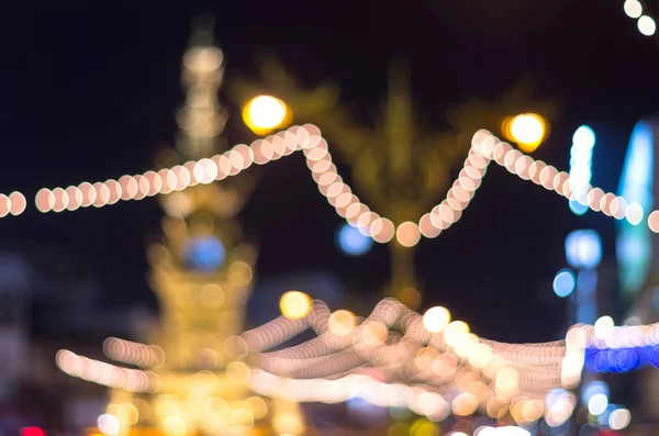 Road lighting decoration at night time, Blurred Photo bokeh — Stock Photo, Image