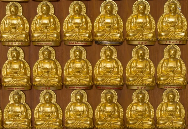 Close up a part of ten thousand golden buddhas lined up along th — Stock Photo, Image