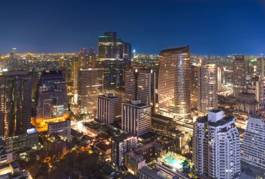 Bangkok cityscape, twilight saat.