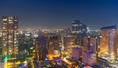 Bangkok cityscape, twilight saat.