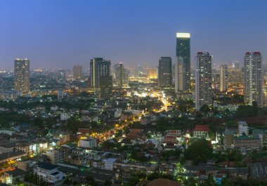 Bangkok cityscape, twilight saat.