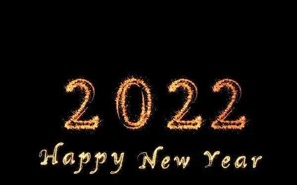 2022 Happy New Year Написанные Искрящимся Фейерверком Темном Фоне Happy — стоковое фото