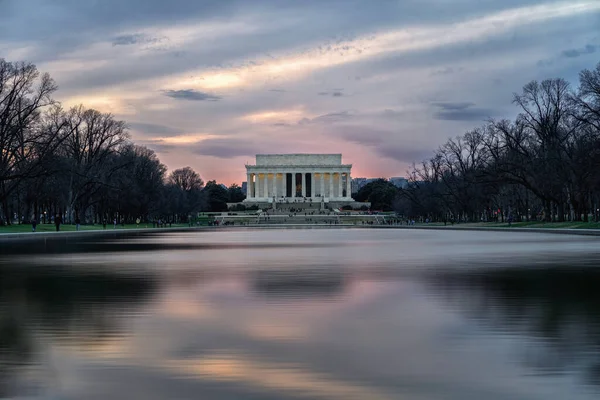 Plats Abraham Lincoln Minnesmärke Skymnings Tiden Washington Enigt Påstår Historia Royaltyfria Stockbilder