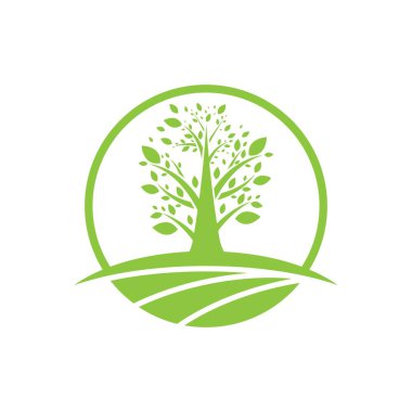 Ağaç yaprağı vektör logosu tasarımı, çevre dostu kavram